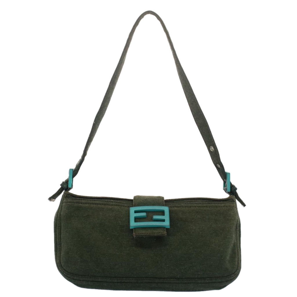 FENDI Mamma Baguette Shoulder Bag Nylon Green52438