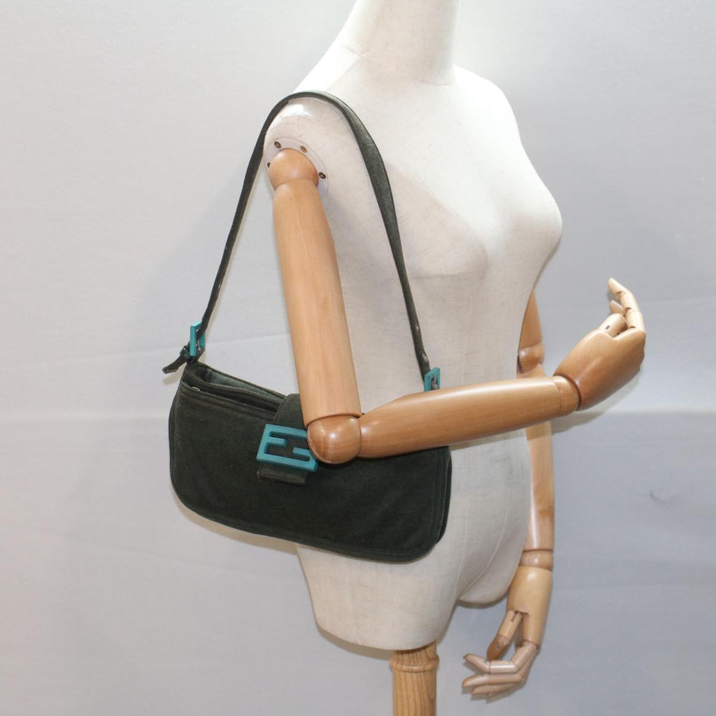 FENDI Mamma Baguette Shoulder Bag Nylon Green52438