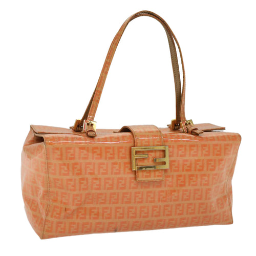FENDI Zucchino Canvas Mamma Baguette Hand Bag Enamel Orange52439