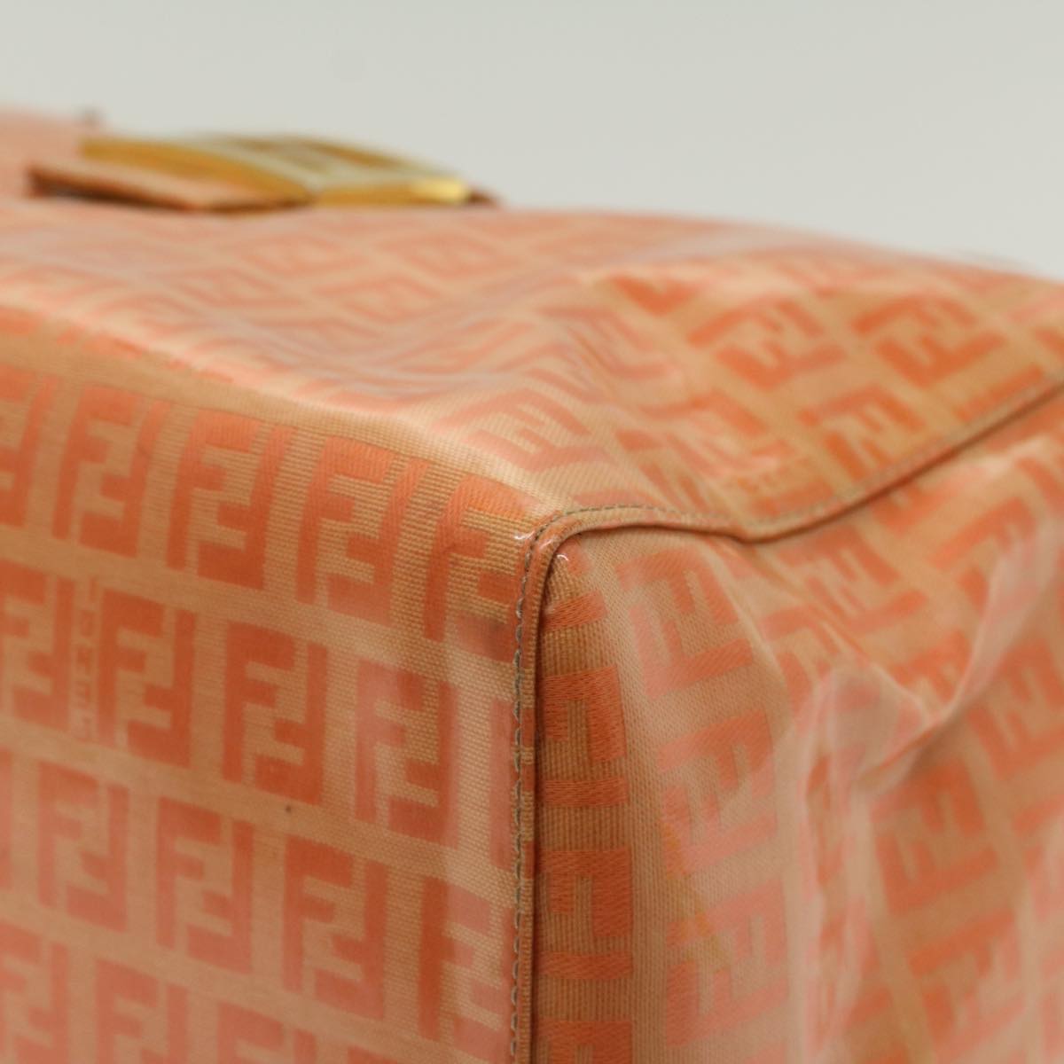 FENDI Zucchino Canvas Mamma Baguette Hand Bag Enamel Orange52439