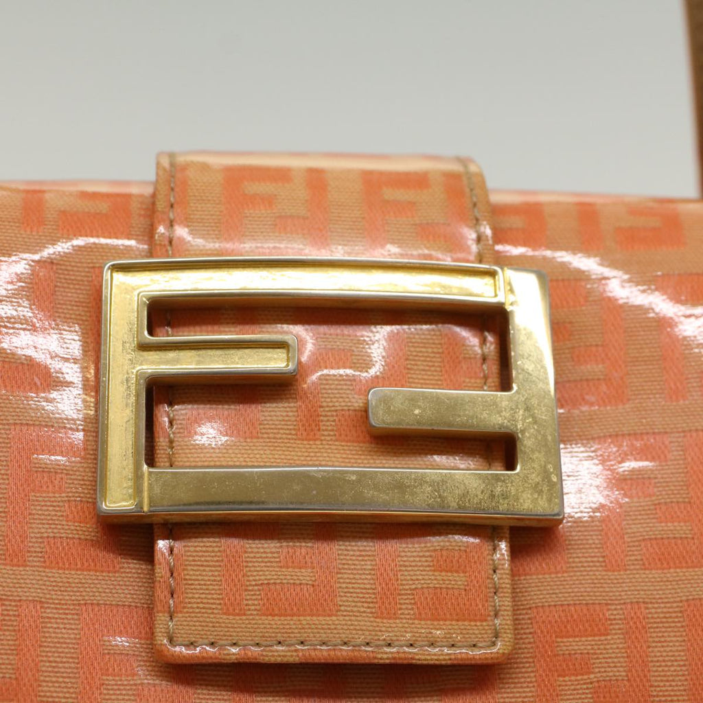 FENDI Zucchino Canvas Mamma Baguette Hand Bag Enamel Orange52439