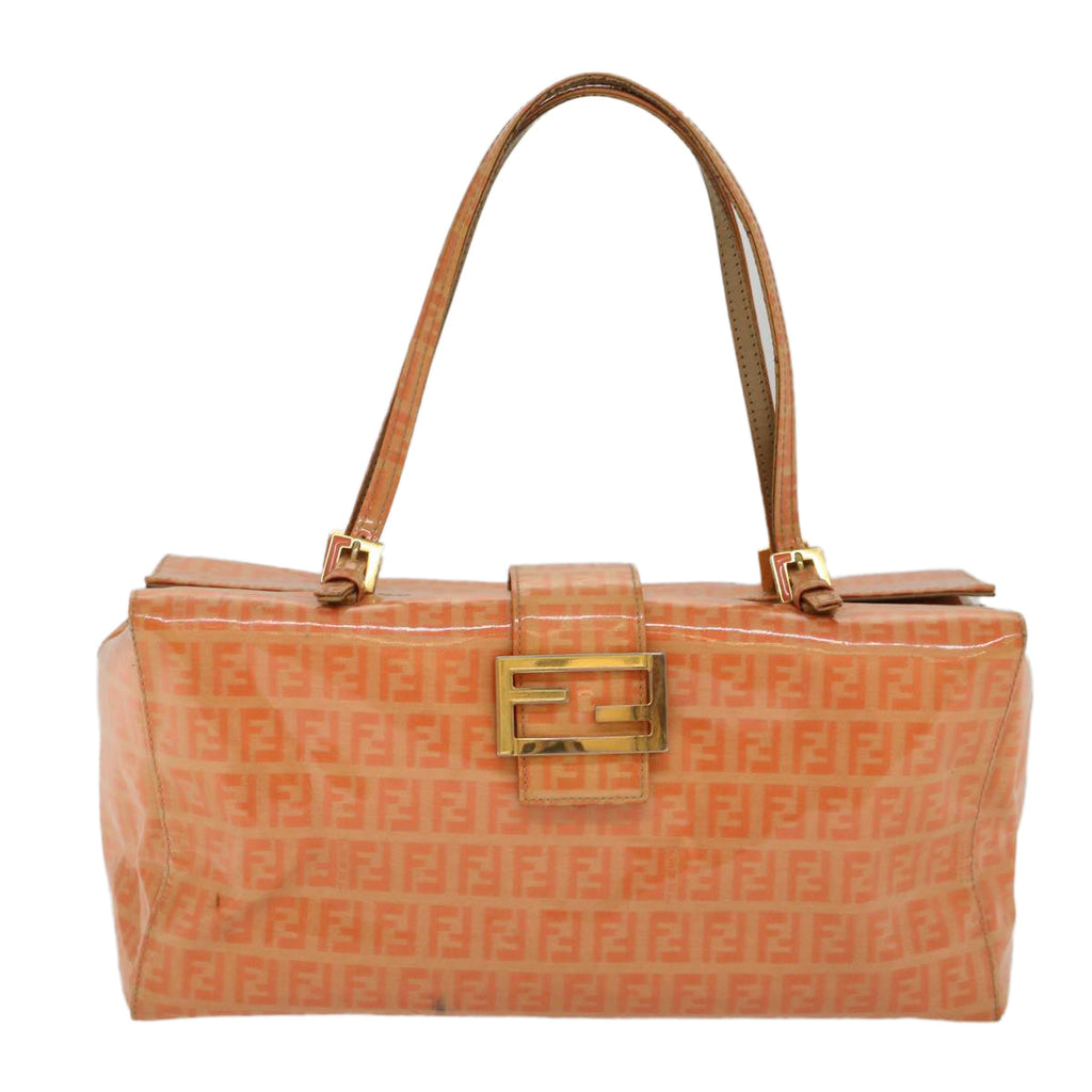 FENDI Zucchino Canvas Mamma Baguette Hand Bag Enamel Orange52439