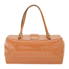 FENDI Zucchino Canvas Mamma Baguette Hand Bag Enamel Orange52439
