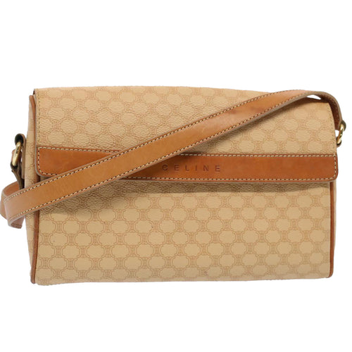 CELINE Macadam Canvas Shoulder Bag PVC Leather Beige  52441