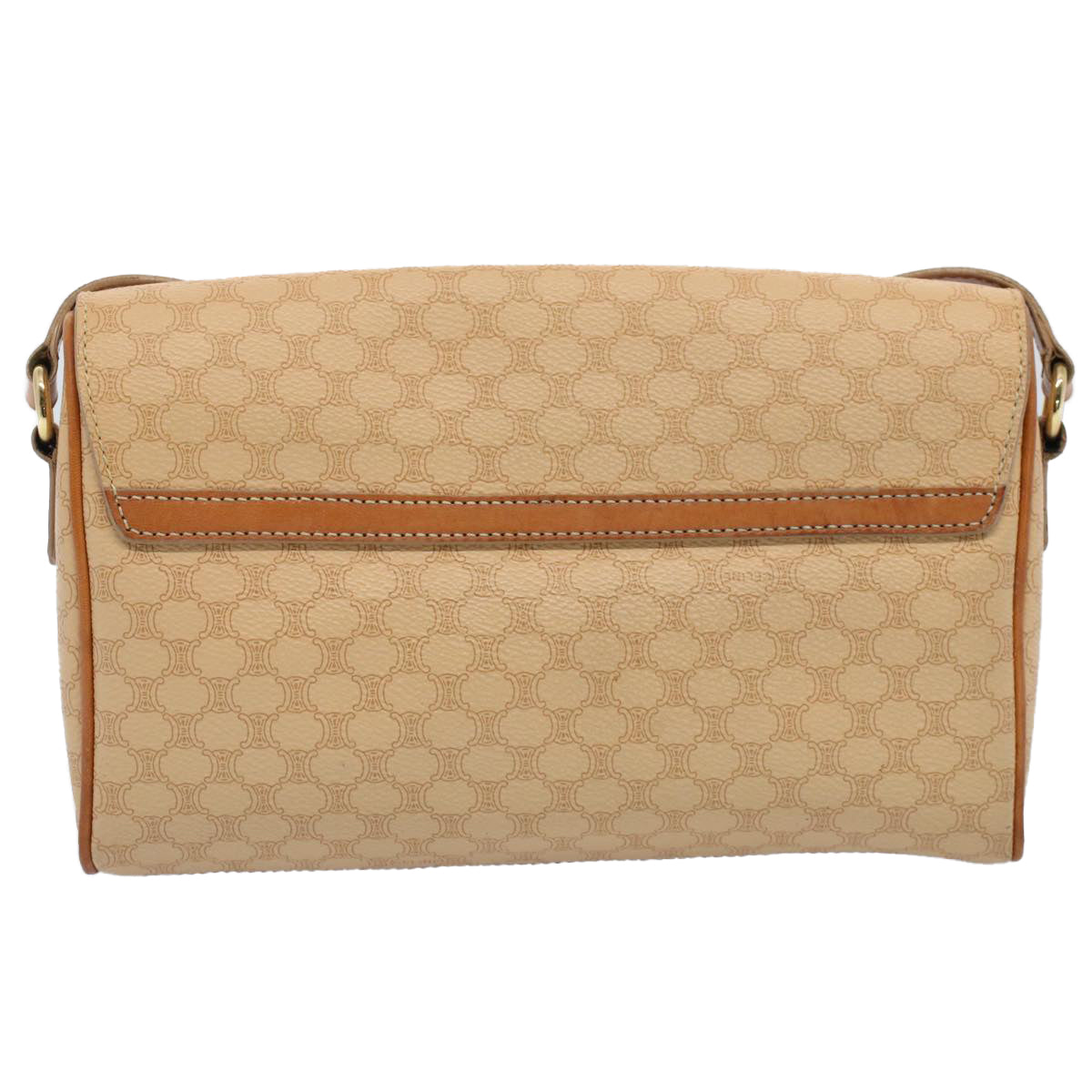 CELINE Macadam Canvas Shoulder Bag PVC Leather Beige  52441