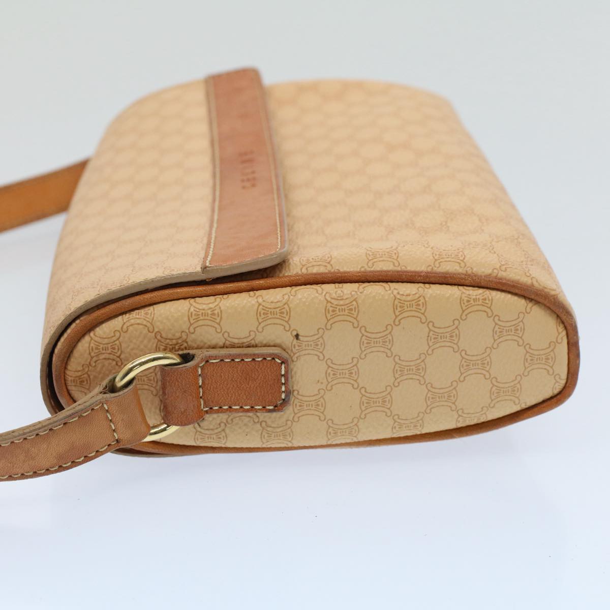 CELINE Macadam Canvas Shoulder Bag PVC Leather Beige  52441