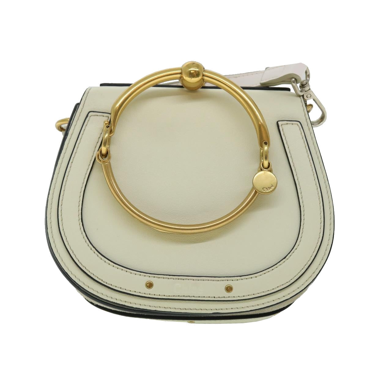 Chloe Small Bracelet Hand Bag Nile leather 2way Cream 52444