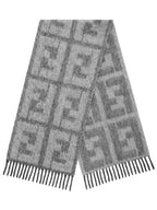 Fendi All-Over FF Motif Print Wool Scarf Grey