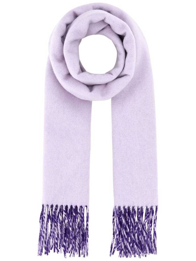 Burberry Embroidered Logo Reversible Cashmere Scarf Purple