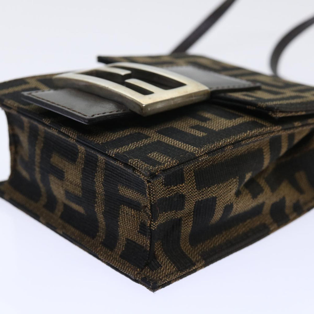 FENDI Zucca Canvas Mamma Baguette Shoulder Bag Brown Black52735