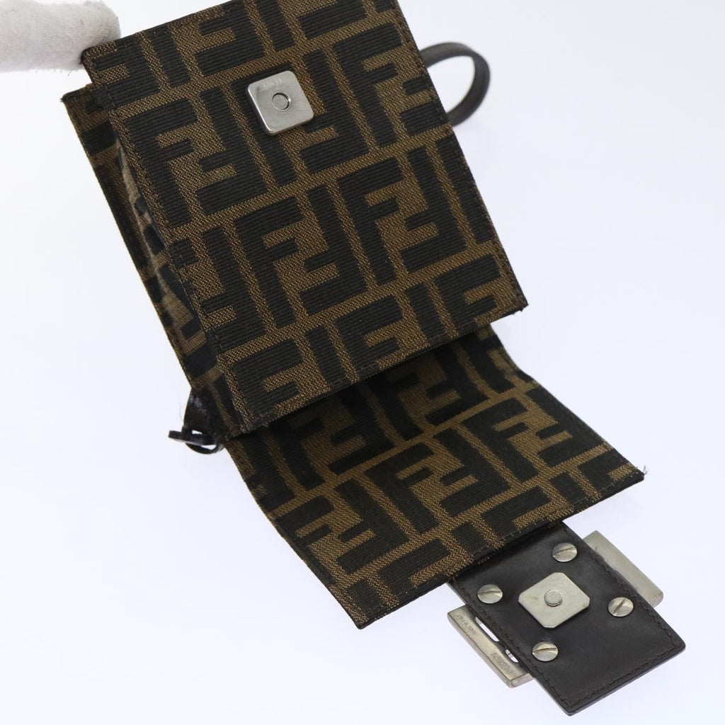 FENDI Zucca Canvas Mamma Baguette Shoulder Bag Brown Black52735