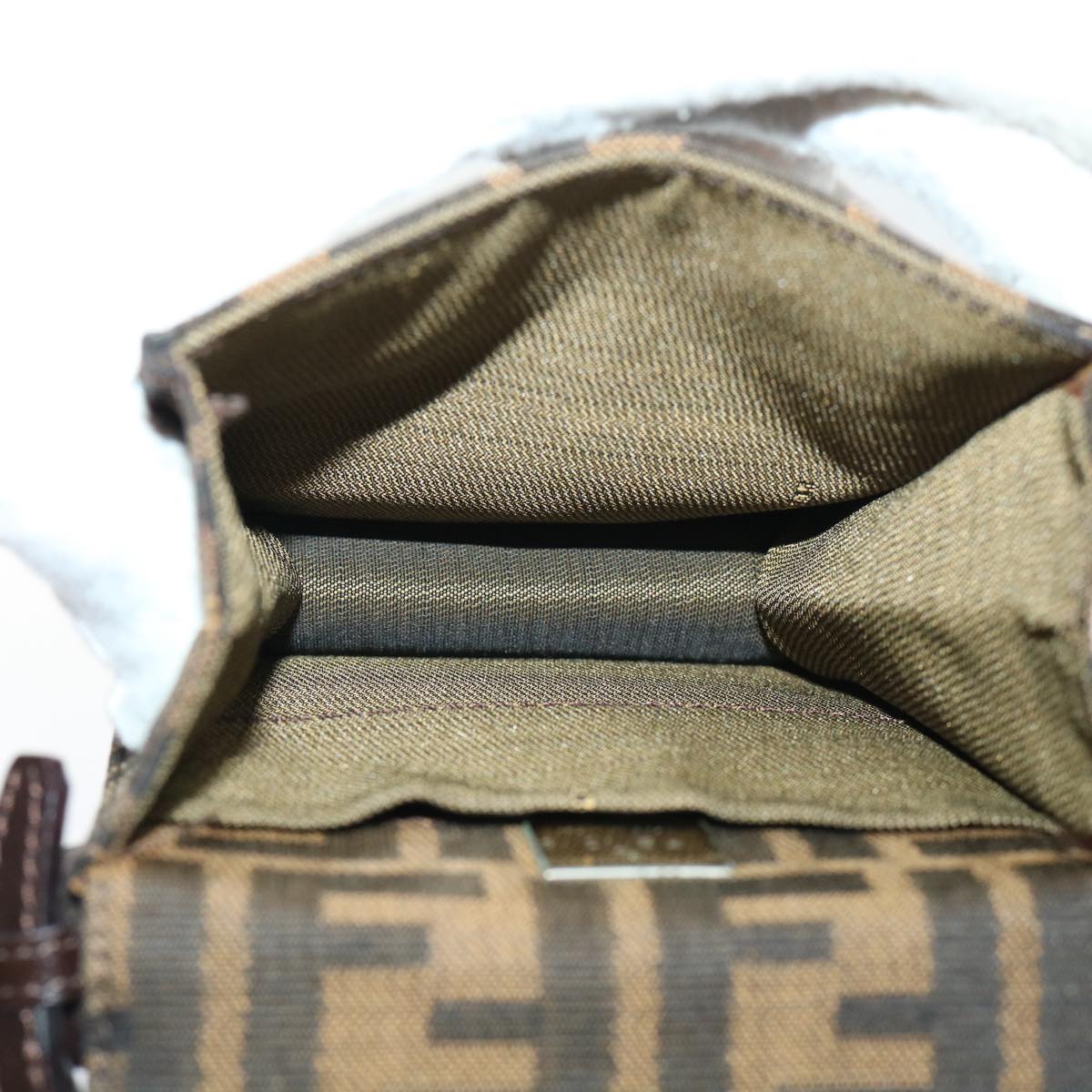 FENDI Zucca Canvas Mamma Baguette Shoulder Bag Brown Black52735