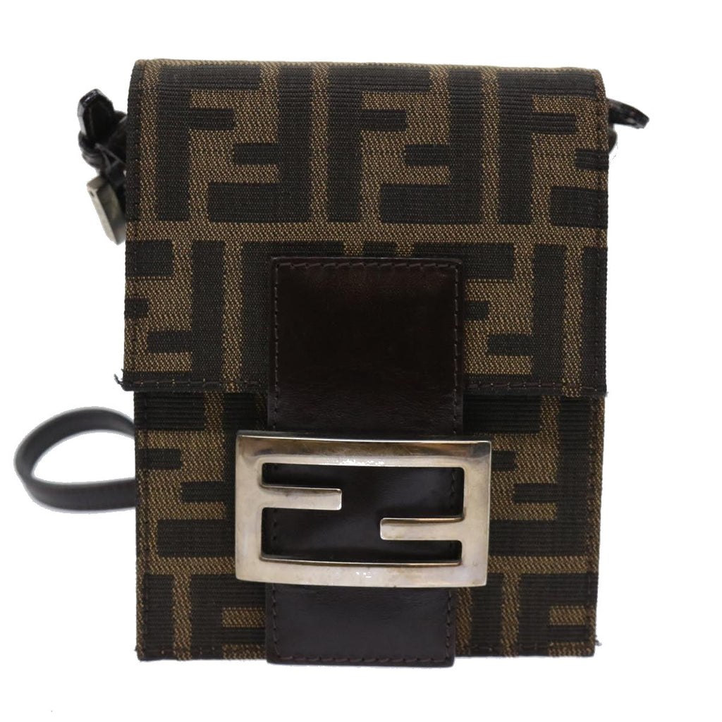 FENDI Zucca Canvas Mamma Baguette Shoulder Bag Brown Black52735