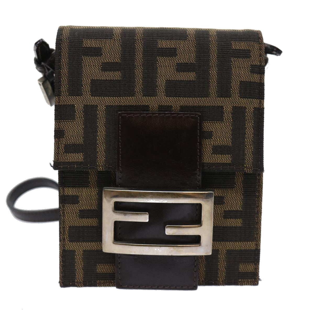 FENDI Zucca Canvas Mamma Baguette Shoulder Bag Brown Black52735