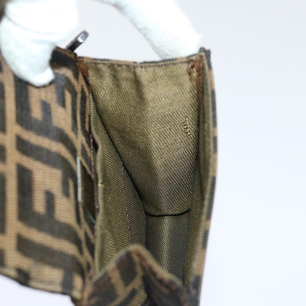 FENDI Zucca Canvas Mamma Baguette Shoulder Bag Brown Black52735