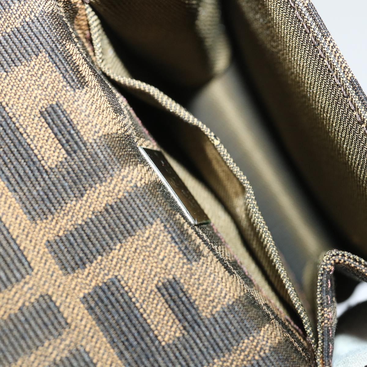 FENDI Zucca Canvas Mamma Baguette Shoulder Bag Brown Black52735