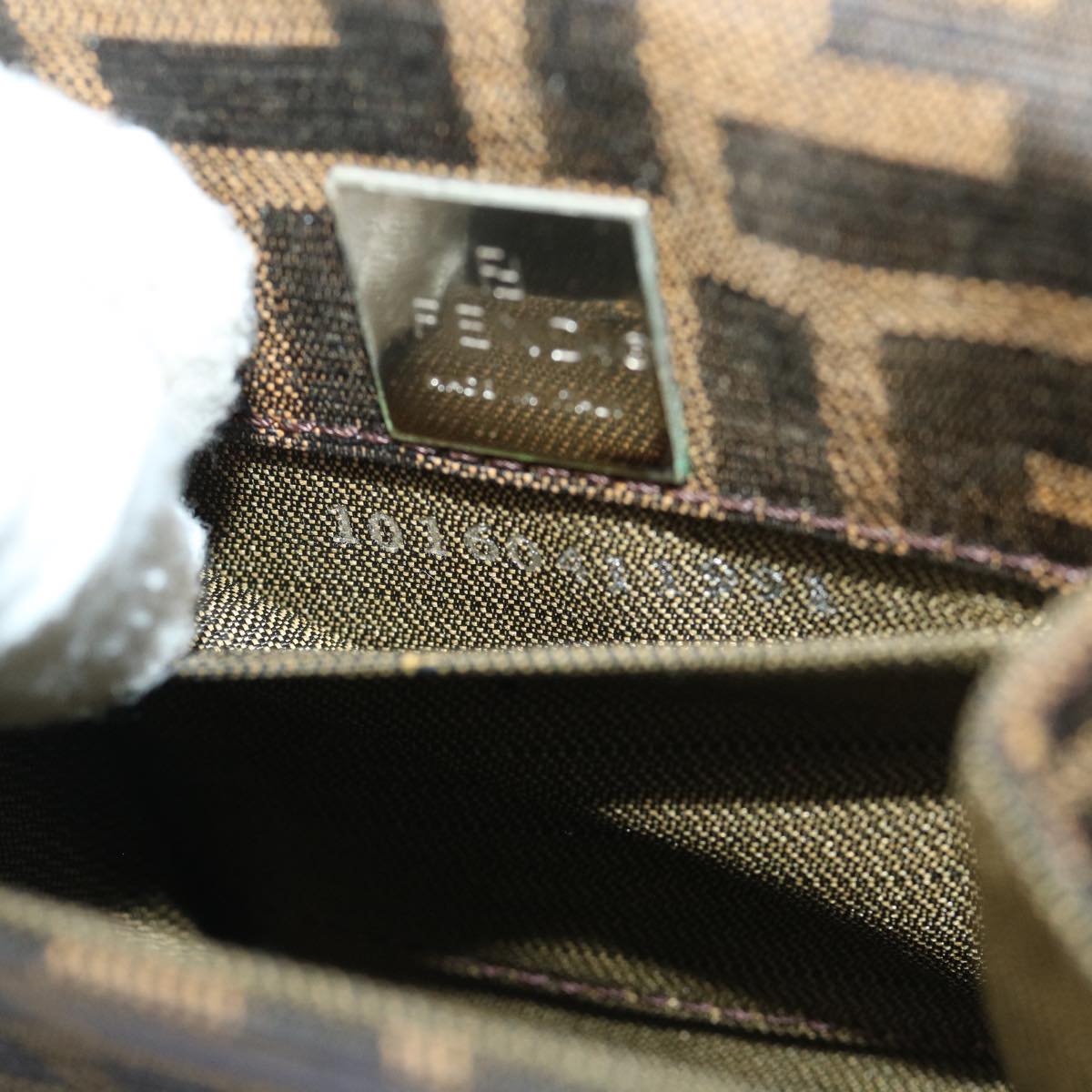 FENDI Zucca Canvas Mamma Baguette Shoulder Bag Brown Black52735