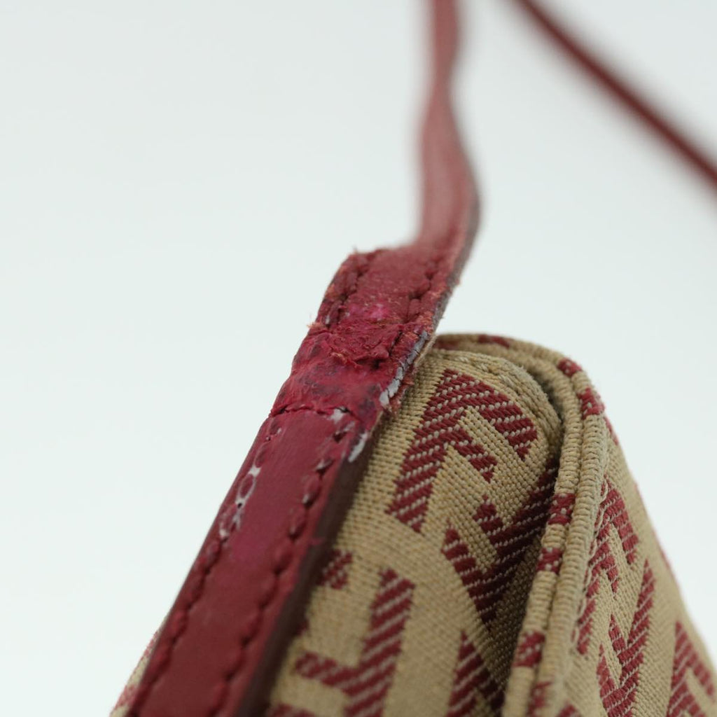 FENDI Zucchino Canvas Mamma Baguette Shoulder Bag Beige Red52738