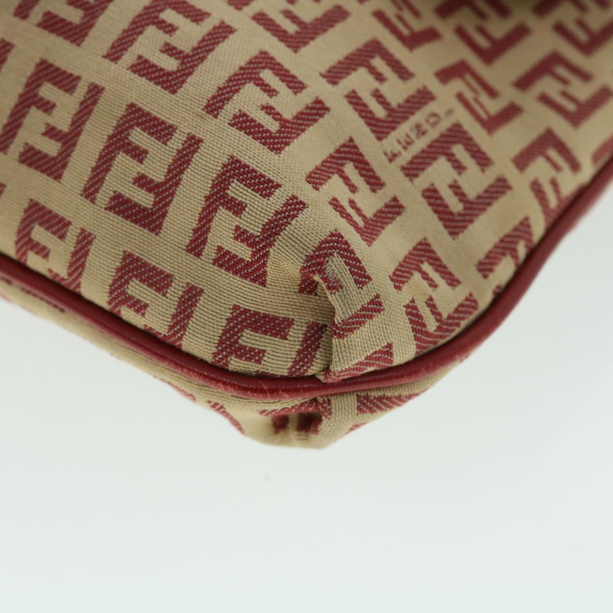FENDI Zucchino Canvas Mamma Baguette Shoulder Bag Beige Red52738