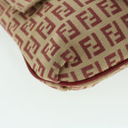 FENDI Zucchino Canvas Mamma Baguette Shoulder Bag Beige Red52738