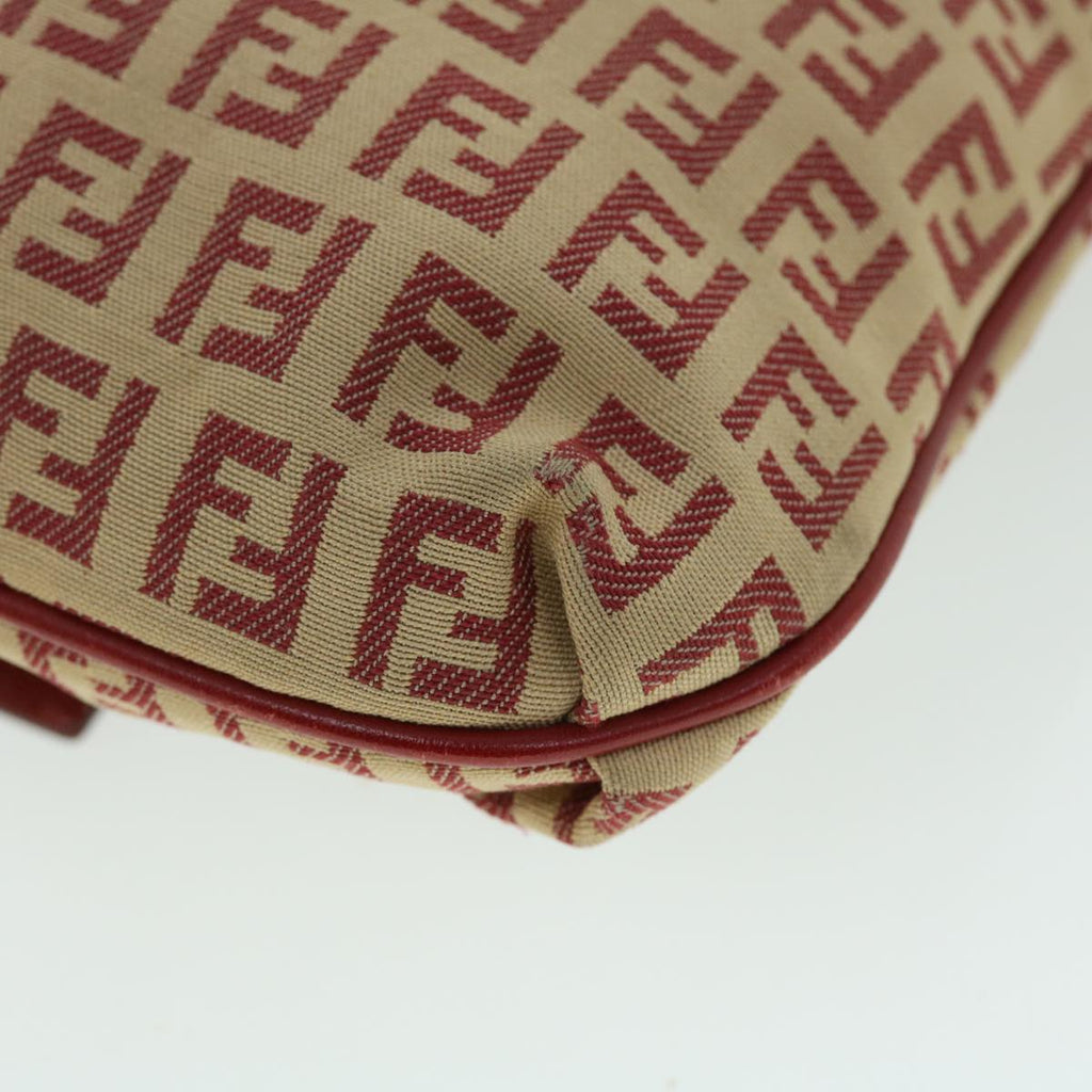 FENDI Zucchino Canvas Mamma Baguette Shoulder Bag Beige Red52738
