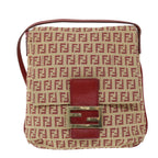 FENDI Zucchino Canvas Mamma Baguette Shoulder Bag Beige Red52738