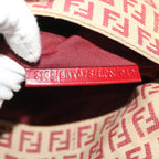 FENDI Zucchino Canvas Mamma Baguette Shoulder Bag Beige Red52738