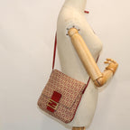 FENDI Zucchino Canvas Mamma Baguette Shoulder Bag Beige Red52738