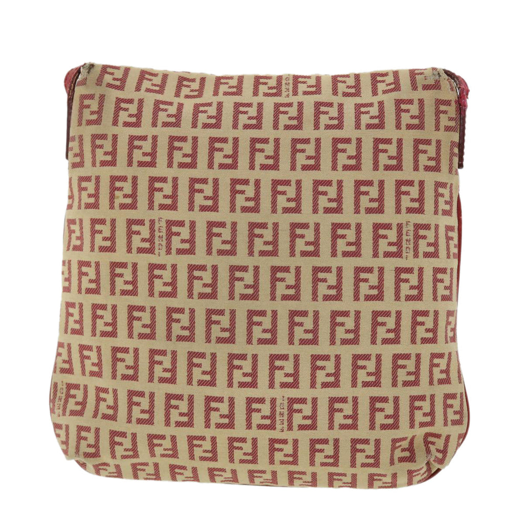 FENDI Zucchino Canvas Mamma Baguette Shoulder Bag Beige Red52738