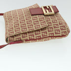 FENDI Zucchino Canvas Mamma Baguette Shoulder Bag Beige Red52738