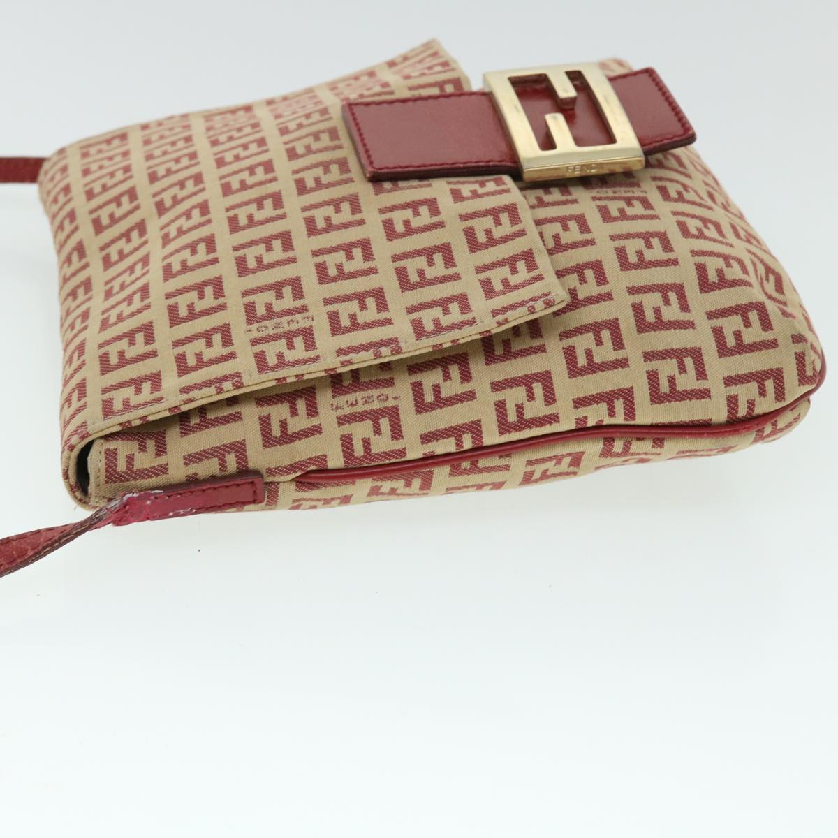 FENDI Zucchino Canvas Mamma Baguette Shoulder Bag Beige Red52738