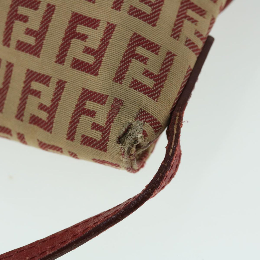 FENDI Zucchino Canvas Mamma Baguette Shoulder Bag Beige Red52738