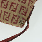 FENDI Zucchino Canvas Mamma Baguette Shoulder Bag Beige Red52738