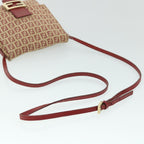 FENDI Zucchino Canvas Mamma Baguette Shoulder Bag Beige Red52738