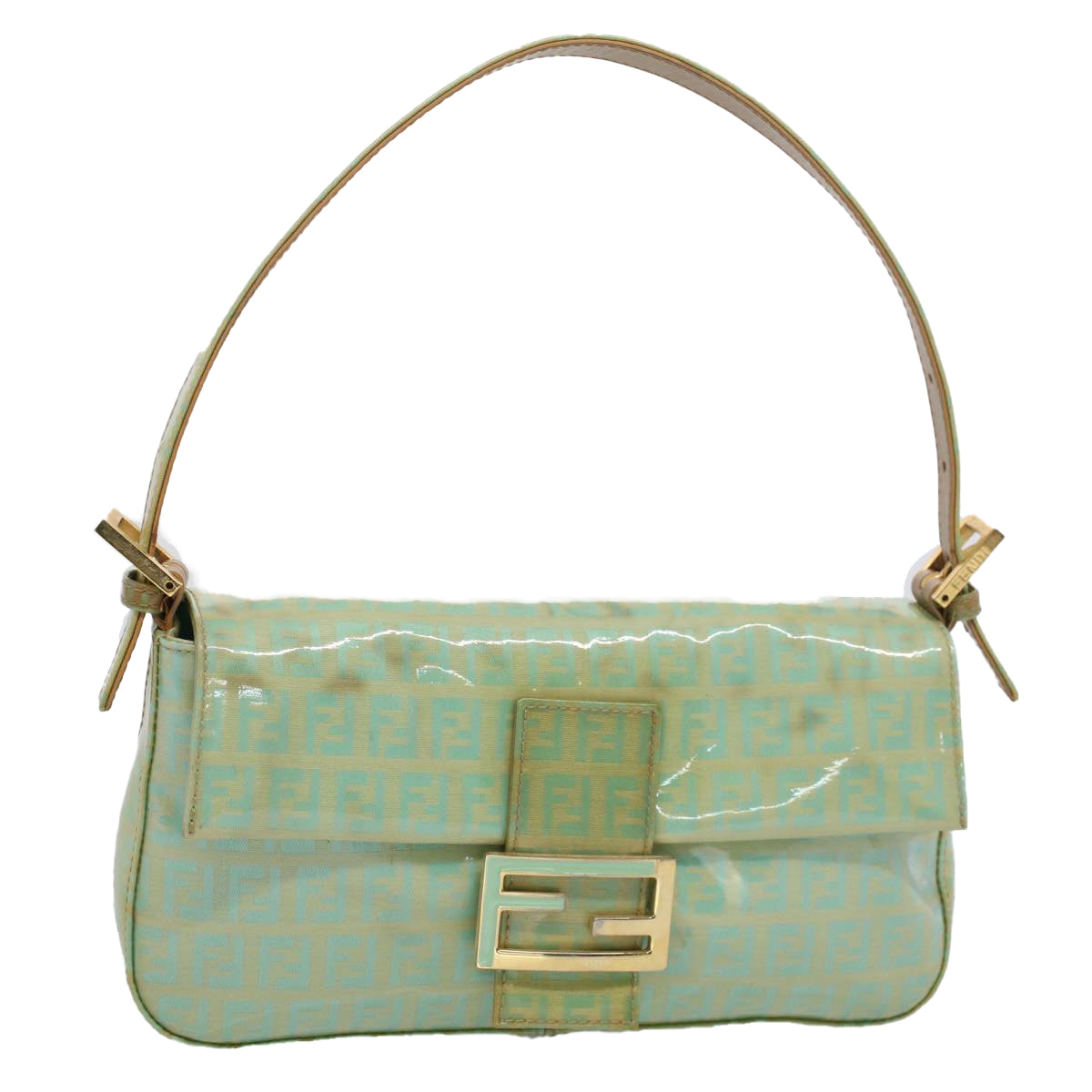 FENDI Mamma Baguette Shoulder Bag Coated Canvas Light Blue52741