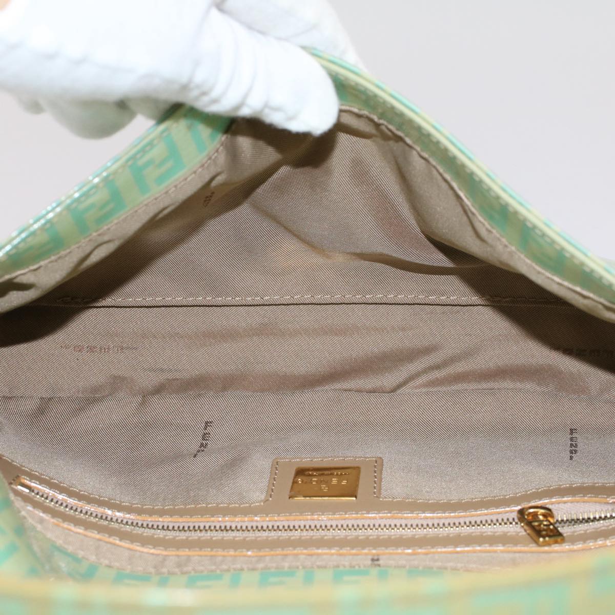 FENDI Mamma Baguette Shoulder Bag Coated Canvas Light Blue52741