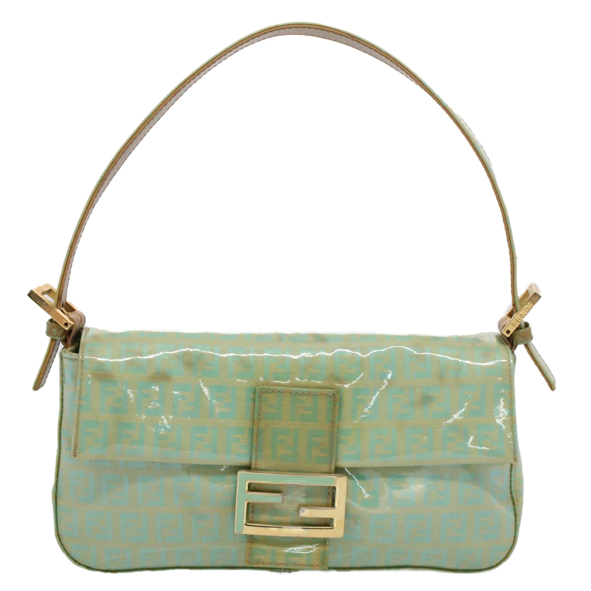 FENDI Mamma Baguette Shoulder Bag Coated Canvas Light Blue52741