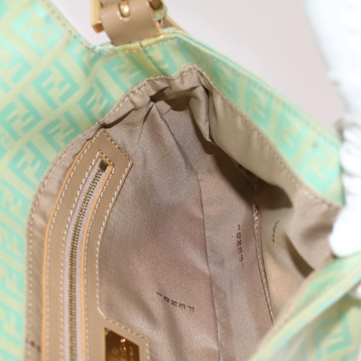 FENDI Mamma Baguette Shoulder Bag Coated Canvas Light Blue52741