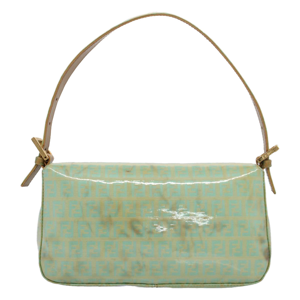 FENDI Mamma Baguette Shoulder Bag Coated Canvas Light Blue52741