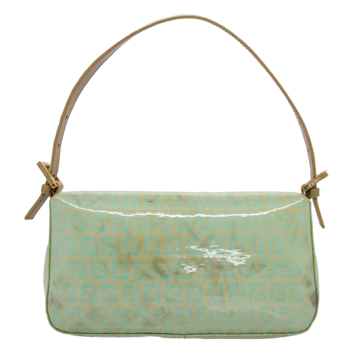 FENDI Mamma Baguette Shoulder Bag Coated Canvas Light Blue52741