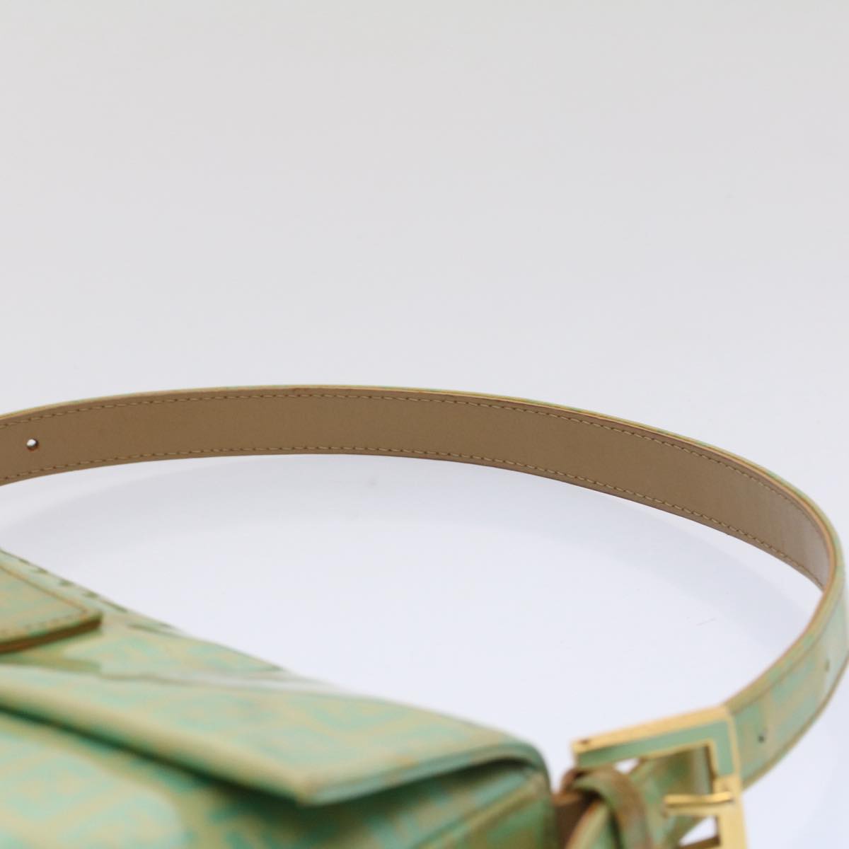 FENDI Mamma Baguette Shoulder Bag Coated Canvas Light Blue52741