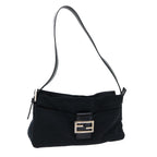 FENDI Mamma Baguette Shoulder Bag Coated Canvas Black52742