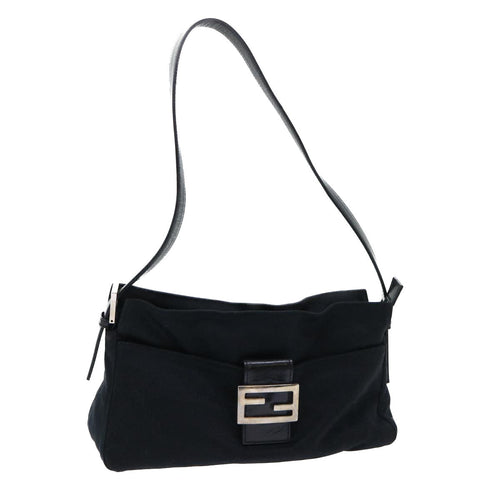 FENDI Mamma Baguette Shoulder Bag Coated Canvas Black52742