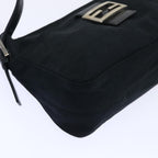 FENDI Mamma Baguette Shoulder Bag Coated Canvas Black52742
