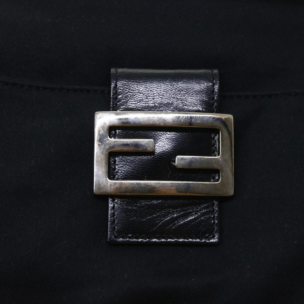 FENDI Mamma Baguette Shoulder Bag Coated Canvas Black52742