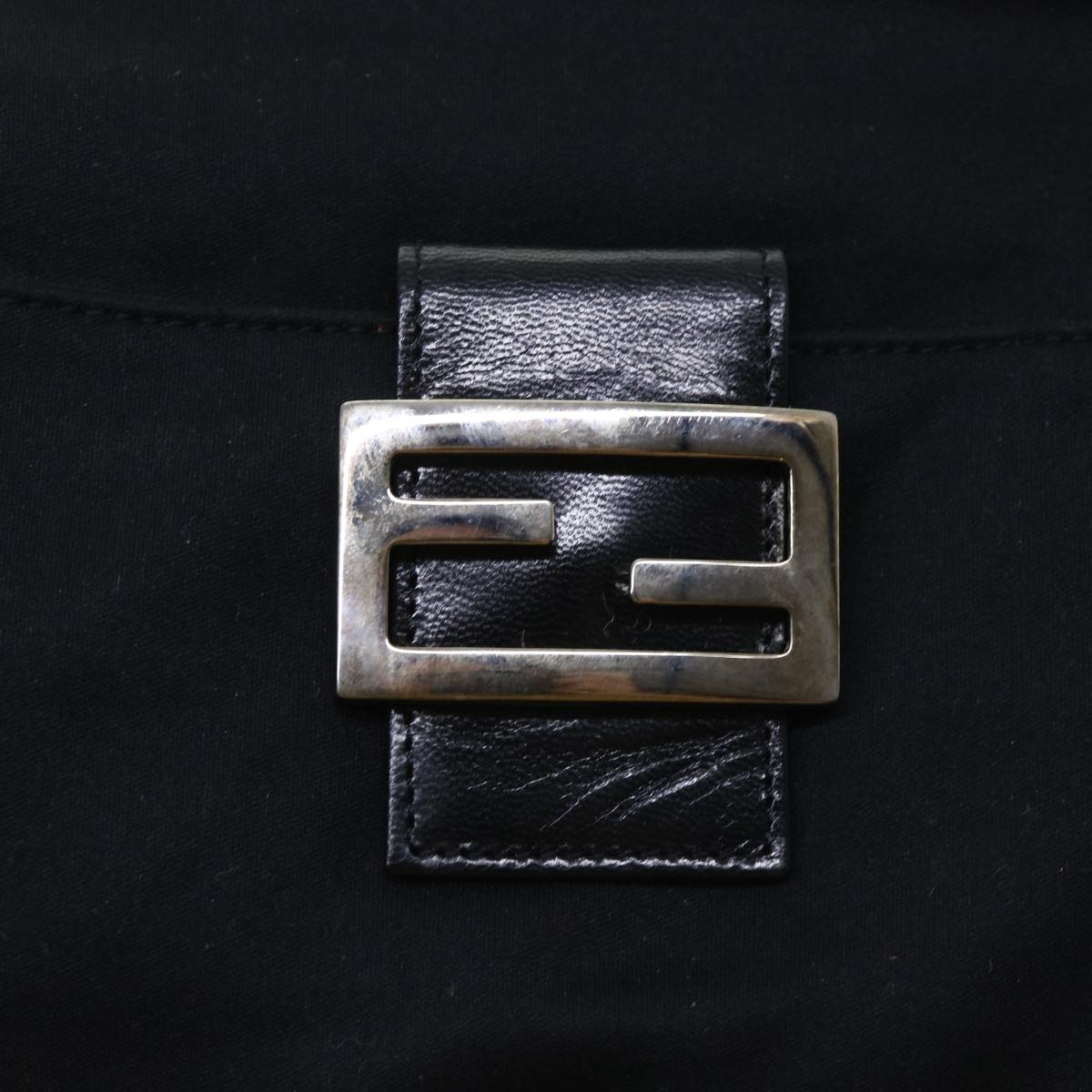 FENDI Mamma Baguette Shoulder Bag Coated Canvas Black52742