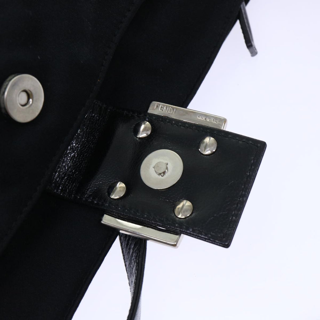 FENDI Mamma Baguette Shoulder Bag Coated Canvas Black52742