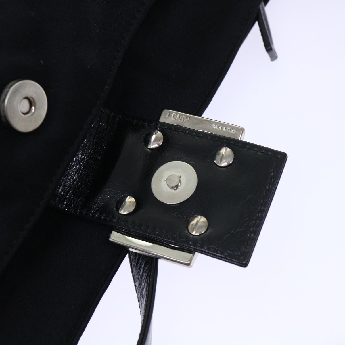 FENDI Mamma Baguette Shoulder Bag Coated Canvas Black52742