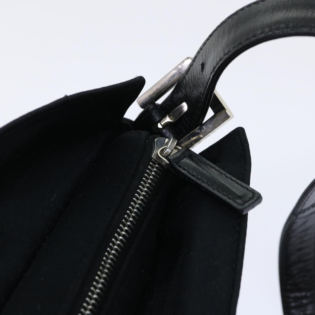 FENDI Mamma Baguette Shoulder Bag Coated Canvas Black52742