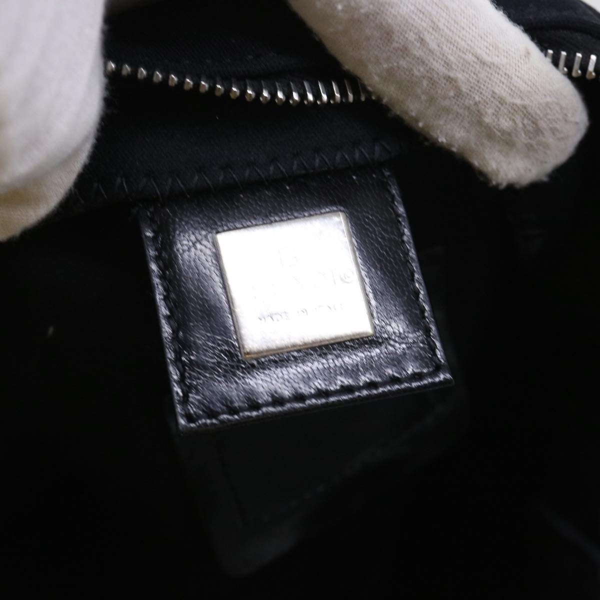 FENDI Mamma Baguette Shoulder Bag Coated Canvas Black52742